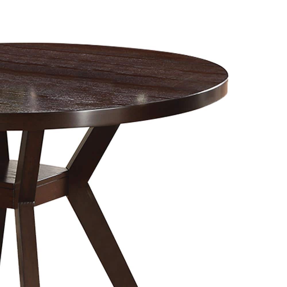 Espresso Finish Contemporary Round Wood Dining Table, Seats Four