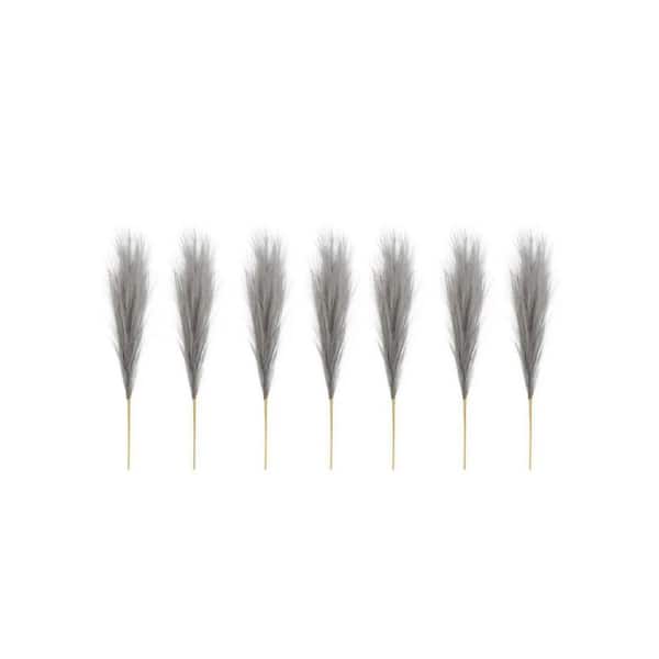 7 Pieces 23 in. Gray Artificial Pampas Grass Fluffy Small