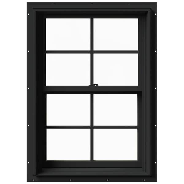 JELD-WEN 25.375 in. x 36 in. W-2500 Series Bronze Painted Clad Wood Double Hung Window w/ Natural Interior and Screen