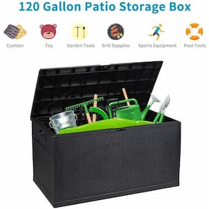 120 gal. Black Patio Plastic Deck Box Storage Container