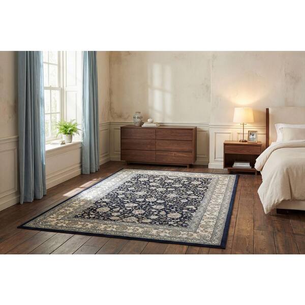 Ancient Garden Navy 4 ft. x 6 ft. Indoor Area Rug