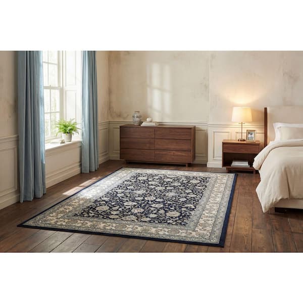 Ancient Garden Navy 5 ft. x 8 ft. Indoor Area Rug