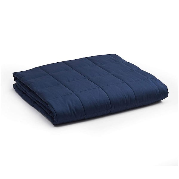 YnM Navy 60 in. x 80 in. 25 lbs. Glass Bead Weighted Blanket