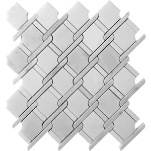 White 11 in. x 12.2 in. Polished Marble Mosaic Tile (4.66 sq. ft./Case)