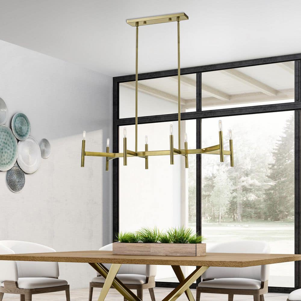 Copenhagen Antique Brass 8-Light Linear Chandelier