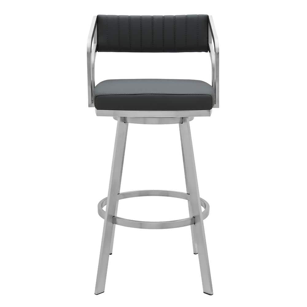 Capri 30" Gray Metal and Faux Leather Swivel Bar Stool