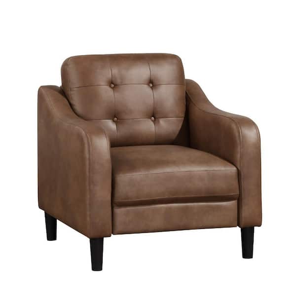 Orry Brown and Black Microfiber Accent Chair with Tufted