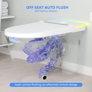 Elongated Smart Bidet Toilet 1.32 GPF in White with Adjustable Sprayer Settings, Built-In Aromatherapy, Foot Sensor