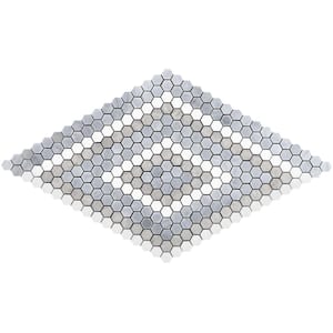 Hyperion Diamond Beige 3.75 in. x 0.39 in. Polished Marble Mosaic Floor and Wall Tile Sample