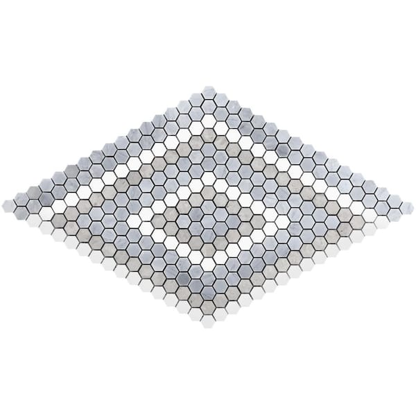 Hyperion Diamond Beige 3.75 in. x 0.39 in. Polished Marble Mosaic Floor and Wall Tile Sample