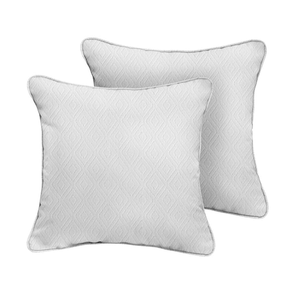 SORRA HOME Sunbrella Retain Snow Square Outdoor Throw Pillow (2-Pack)
