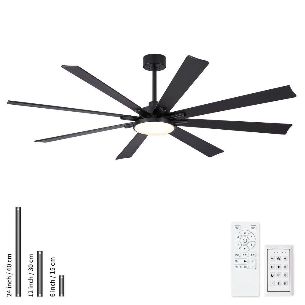 72 in. Modern Minimalism Downrod Mount Ceiling Fan with Light and Solid Wood Blades in Black price history on PriceWatchPro