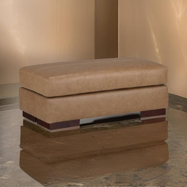 Benjara Brown Foam Rectangle Accent Ottoman Large