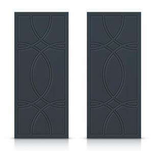 48 in. x 84 in. Hollow Core Charcoal Gray Stained Composite MDF Interior Double Closet Sliding Doors