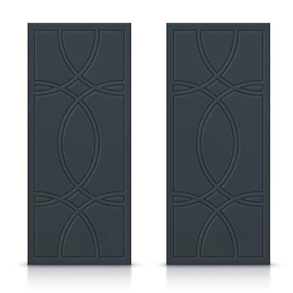 CALHOME 84 in. x 84 in. Hollow Core Charcoal Gray Stained Composite MDF Interior Double Closet Sliding Doors