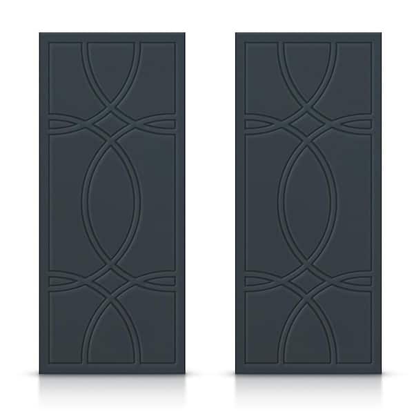 CALHOME 60 in. x 96 in. Hollow Core Charcoal Gray Painted Composite MDF Interior Double Closet Sliding Doors