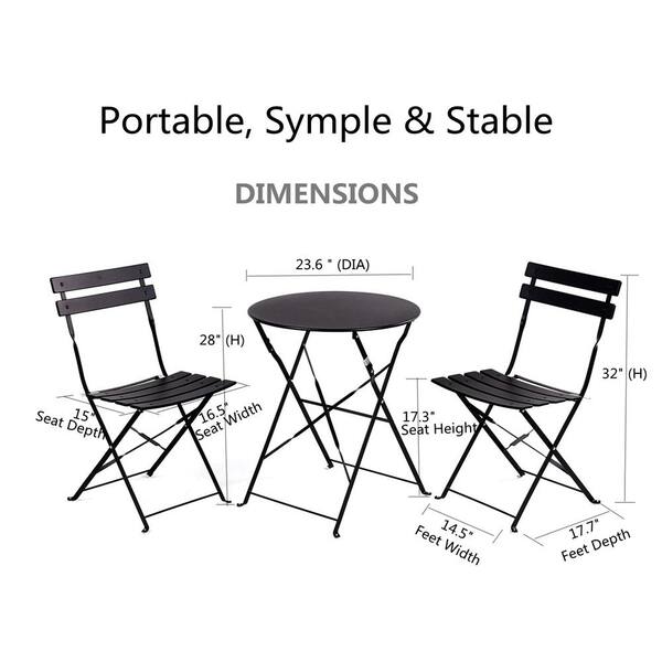 bistro set dimensions