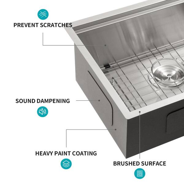 Staykiwi 23 x 19 Undermount Laundry/Utility Sink in Brushed Nickel with Workstation