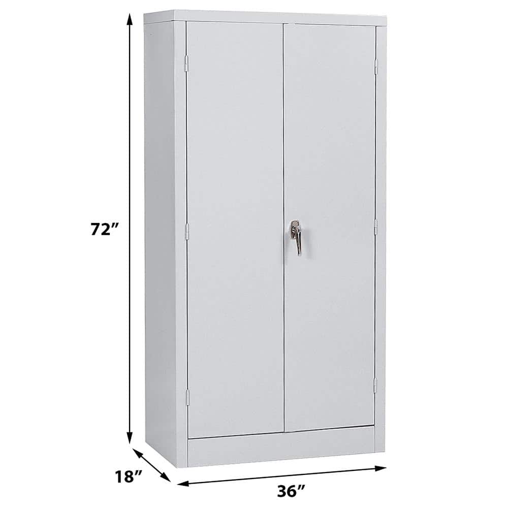 Freestanding Lockable Dove Gray Office Cabinet with 4 Adjustable Shelves