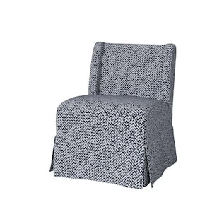 Elia Transitional Geometric Upholstered Slipper Chair with Slipcover and Solid Wood Legs