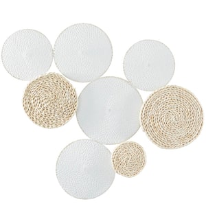 37 in. x  31 in. Metal White Rope Design Plate Wall Decor with Textured Pattern