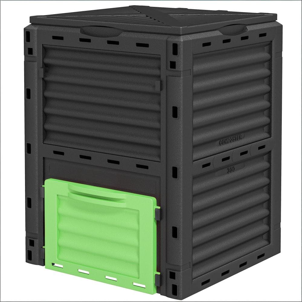 80 Gal. Black+Green Plastic Outdoor Large Capacity Composter - Garden Compost Bin - Fertile Soil Aerating Box price history on PriceWatchPro