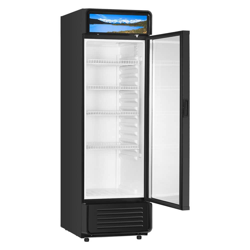 Commercial Merchandiser Refrigerator, 9.7 cu. ft. / 275 L Beverage Refrigerator Cooler, Glass Door Display, Black