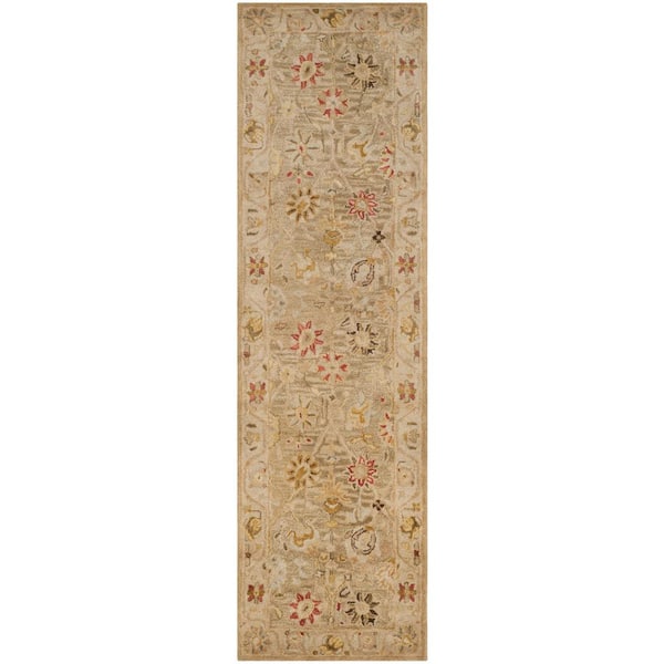 SAFAVIEH Antiquity Taupe/Beige 2 ft. x 10 ft. Border Runner Rug