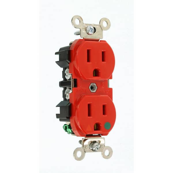 15 Amp 125 V Hospital Grade Isolated Ground  Duplex Outlet/Receptacle, Red (1-Pack) 8200-IGR