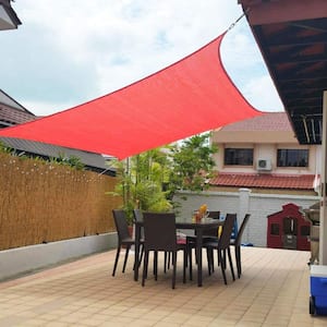 10 ft. x 13 ft. 185 GSM Red Rectangle UV Block Sun Shade Sail for Yard and Swimming Pool etc.