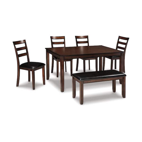 Covvi Brown Wood 30 in. 4 Legs Dining Table Seats 6