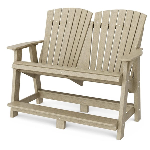 Wildridge Heritage Weathered Wood Plastic Outdoor Double High Adirondack Chair