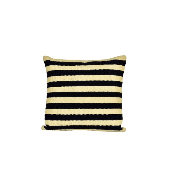 SPITIKO HOMES Sweet Corn/Black 100% Cotton Cushion 18 in. x 18 in.