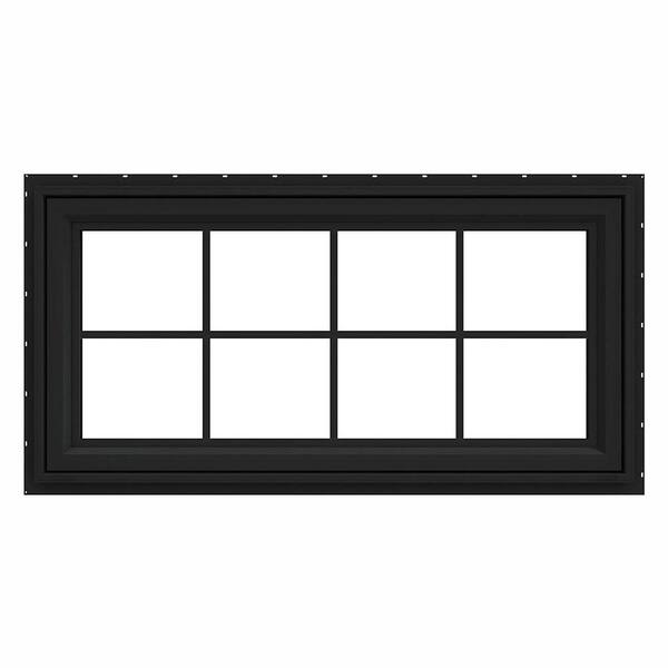 JELD-WEN 48 in. x 30 in. V-4500 Series Bronze FiniShield Vinyl Awning Window with Colonial Grids/Grilles