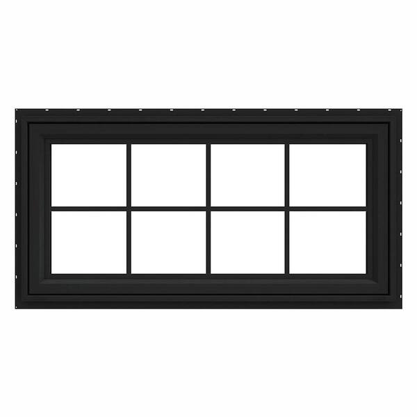 JELD-WEN 48 in. x 24 in. V-4500 Series Bronze FiniShield Vinyl Awning Window with Colonial Grids/Grilles