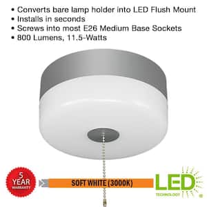Spin Light 7 in. Closet Light LED Flush Mount Ceiling Light w/ Pull Chain Brushed Nickel Accent Clothes Closet Rated