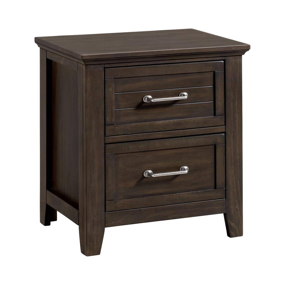 Furniture of America Boardman Walnut 2Drawer Nightstand with USB Plug