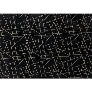 Lily Luxury Geometric Gilded Black 3 ft. x 5 ft. Area Rug