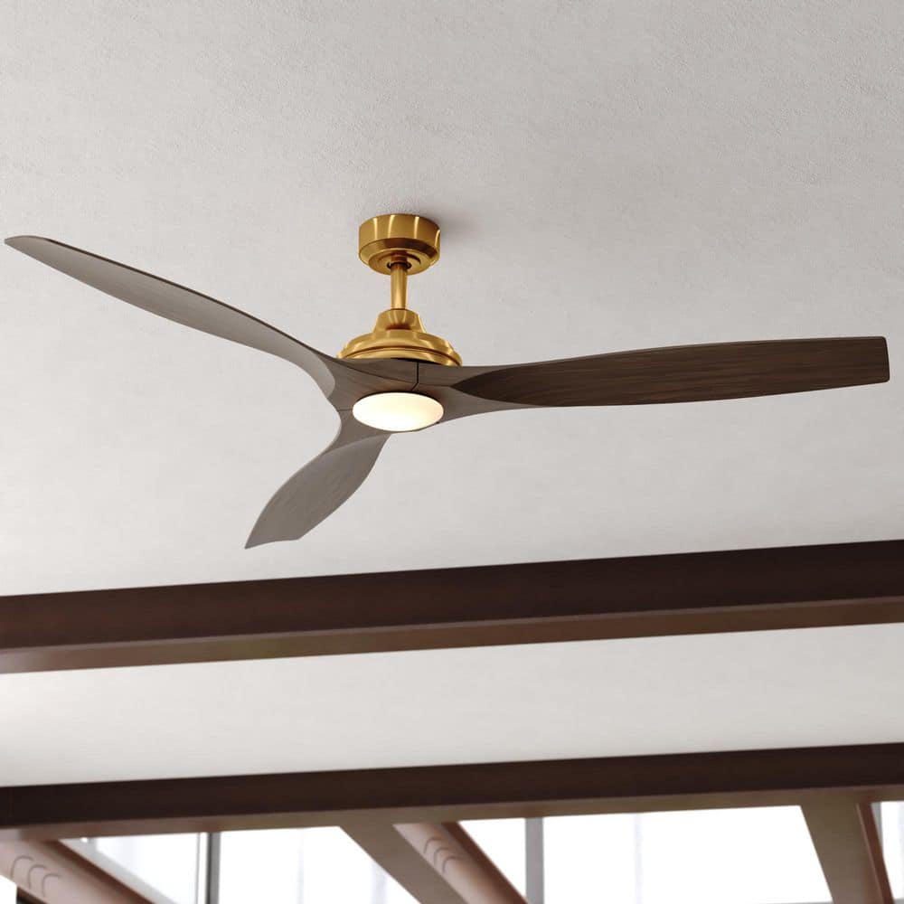 Niles 60 in. Satin Brass Dark Elm Blades, Contemporary Ceiling Fan with Integrated LED Light Kit Included Remote Control price history on PriceWatchPro