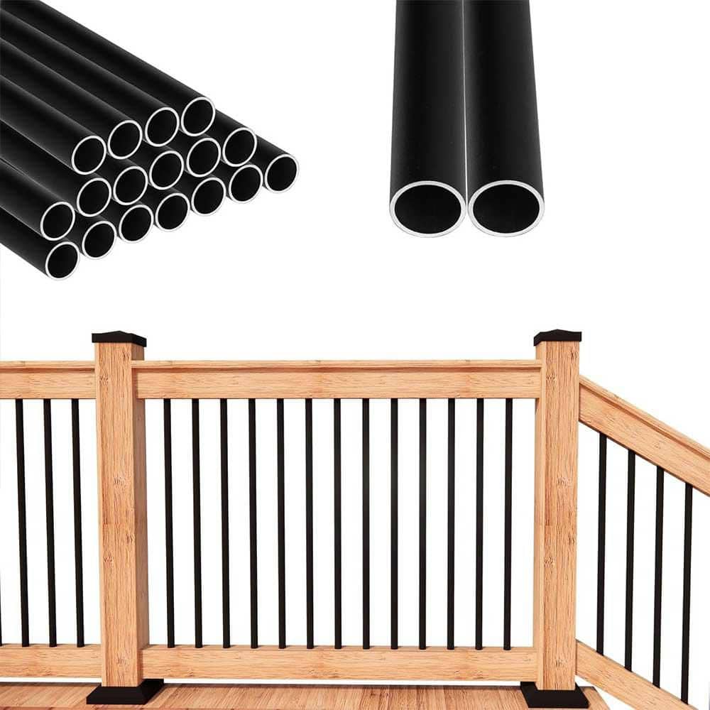 0.75 in. Matte Black Aluminum Deck Balusters Indoor Outdoor Metal Railing Spindles Hollow Round Stair Spindles 25 Pack price history on PriceWatchPro