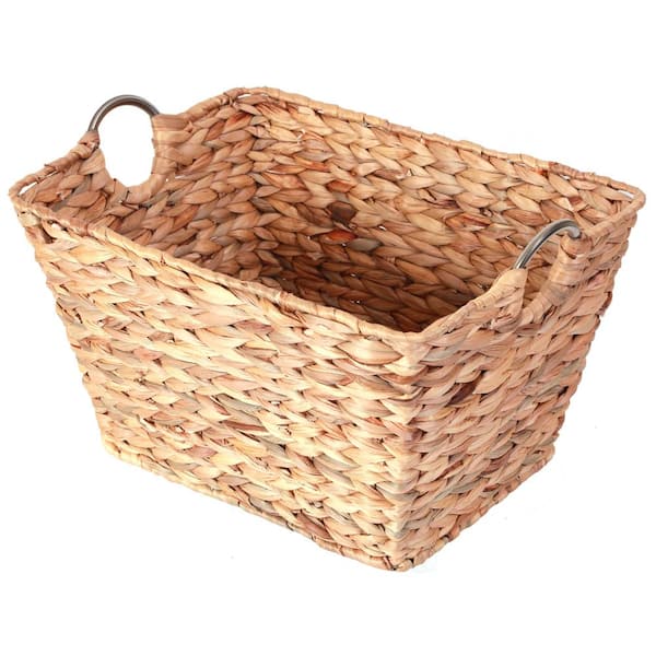 Vintiquewise Large Square Water Hyacinth Wicker Laundry Basket
