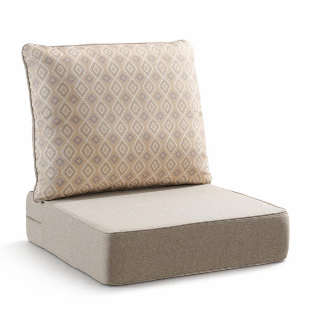 Duraolex 22in. W x 24in. D x 6in. Thick 2-Piece Deep Seating Outdoor Lounge Chair Olefin Cushion, Beige/Diamond Geo price history on PriceWatchPro