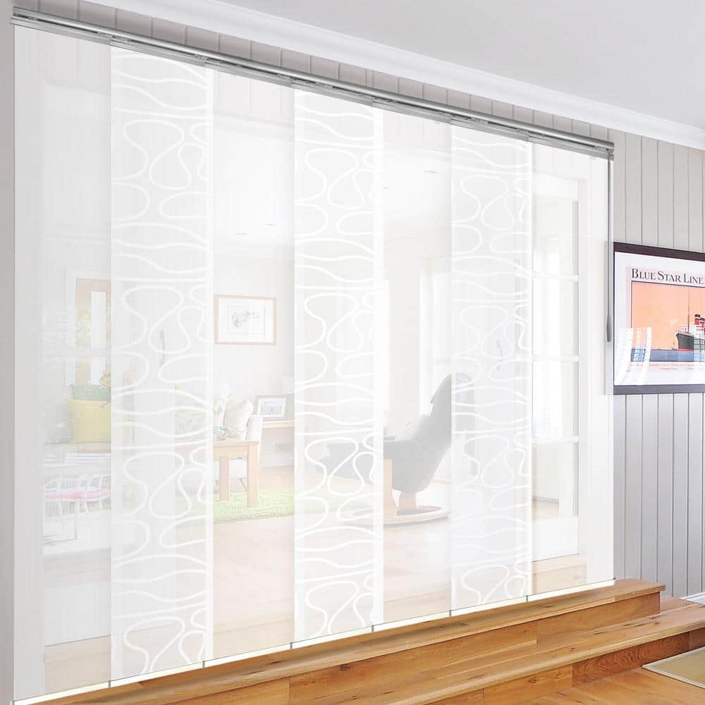 Misty Swirl 110 in. - 153 in. W x 94 in. L Adjustable 7- Panel White Single Rail Panel Track with 23.5 in. Slates price history on PriceWatchPro