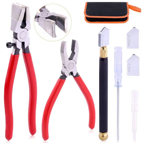 3-Piece Heavy Duty Premium Glass Running Breaking Pliers & Class Cutter Kit Work Great for Stained Glass Mosaics Fusing