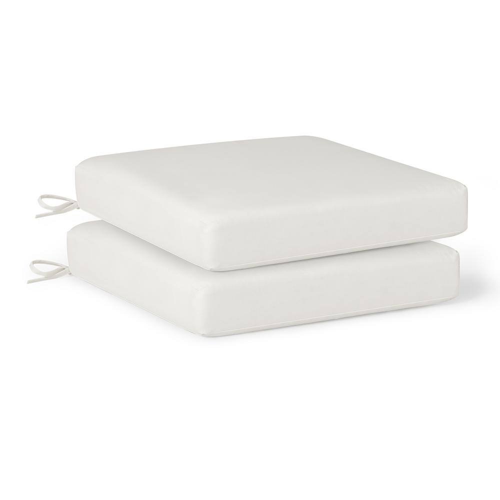 FadingFree (Set of 2) 20 in. x 19.5 in. x 4 in. Outdoor Patio Thick Square Lounge Chair Seat Cushions with Ties in White price history on PriceWatchPro