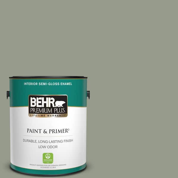 BEHR PREMIUM PLUS 1 gal. #PMD-56 Laurel Leaf Semi-Gloss Enamel Low Odor Interior Paint & Primer