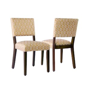 Golden Yellow Print Open Back Dining Chair (Set of 2)