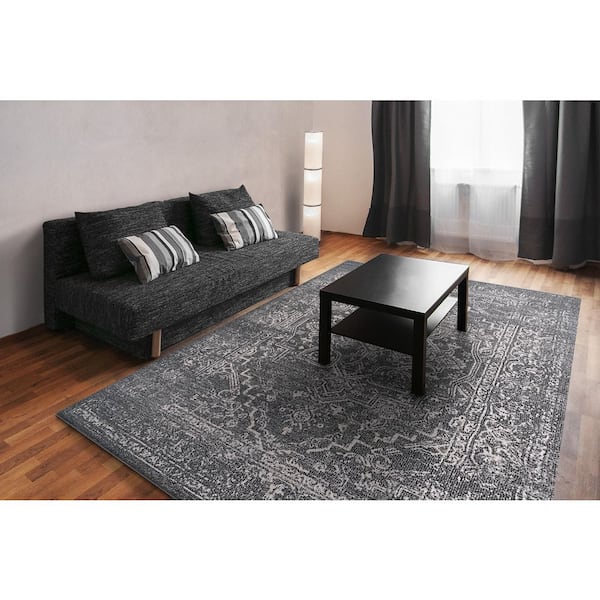 Soma 9 ft. 2 in. X 12 ft. 6 in. Dark Grey/Ivory Oriental Indoor Area Rug
