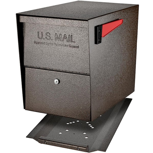Mail Boss Package Master Locking Post-Mount Mailbox with High Security Reinforced Patented Locking System, Bronze