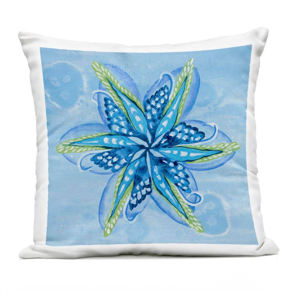 Star Shaped Abstract Flower Blue Square Outdoor Throw Pillow price history on PriceWatchPro